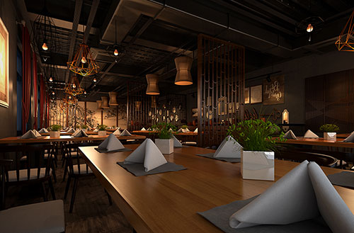 黄江镇简约大气中式风格餐厅设计装修效果图