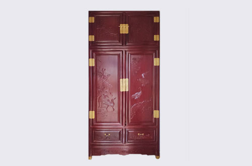 黄江镇高端中式家居装修深红色纯实木衣柜