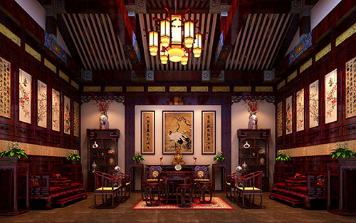 黄江镇古色古香的中式四合院装修效果图