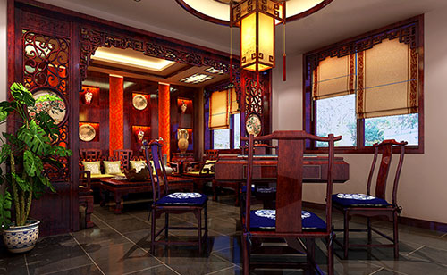 黄江镇古典中式风格茶楼包间设计装修效果图